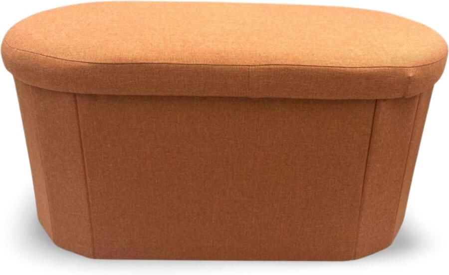 Concepts Poef Terra Ovaal 78 x 36 x 36 Opbergpoef Poef met opbergruimte Multifunctioneel Kwalitatieve stof Bankje organizer Linnen Opvouwbaar & Stevig Ideaal voor Woonkamer Slaapkamer Kinderkamer Kantoor en Kleedkamer 78 x 36 x 36 - Foto 2