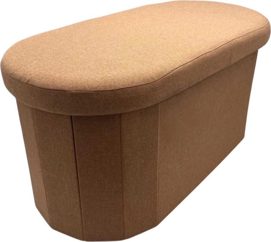 Concepts Poef Terra Ovaal 78 x 36 x 36 Opbergpoef Poef met opbergruimte Multifunctioneel Kwalitatieve stof Bankje organizer Linnen Opvouwbaar & Stevig Ideaal voor Woonkamer Slaapkamer Kinderkamer Kantoor en Kleedkamer 78 x 36 x 36