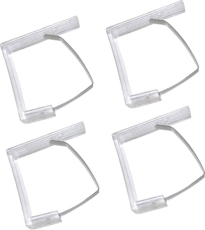 Concorde Tafelkleed klemmen 8x stuks transparant kunststof 4 5 x 6 cm buiten en binnen geschikt