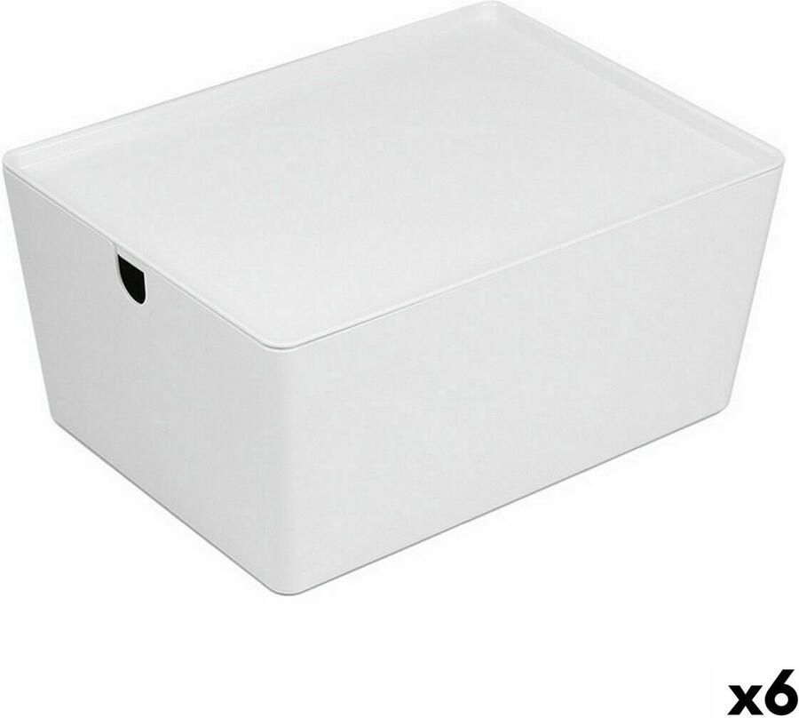 Confortime Opstapelbare opbergbox Met deksel 35 x 26 x 16 cm (6 Stuks)