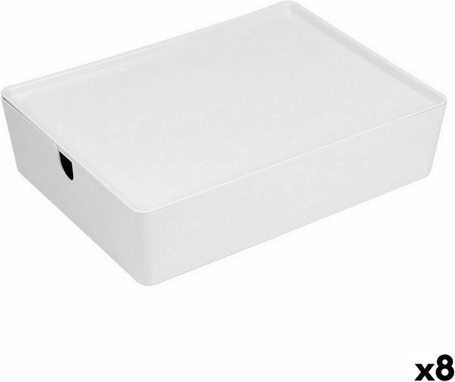Confortime Opstapelbare opbergbox Met deksel 35 x 26 x 8 5 cm (8 Stuks)
