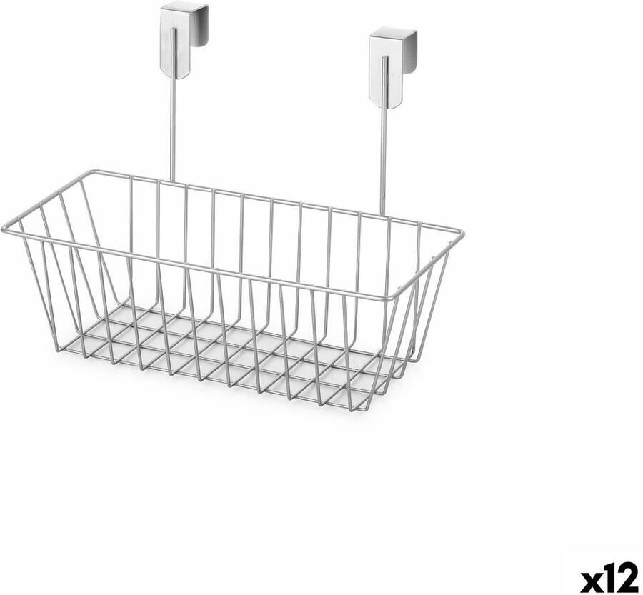 Confortime Veelzijdige mand Grijs Metaal 28 x 15 x 21 cm (12 Stuks)