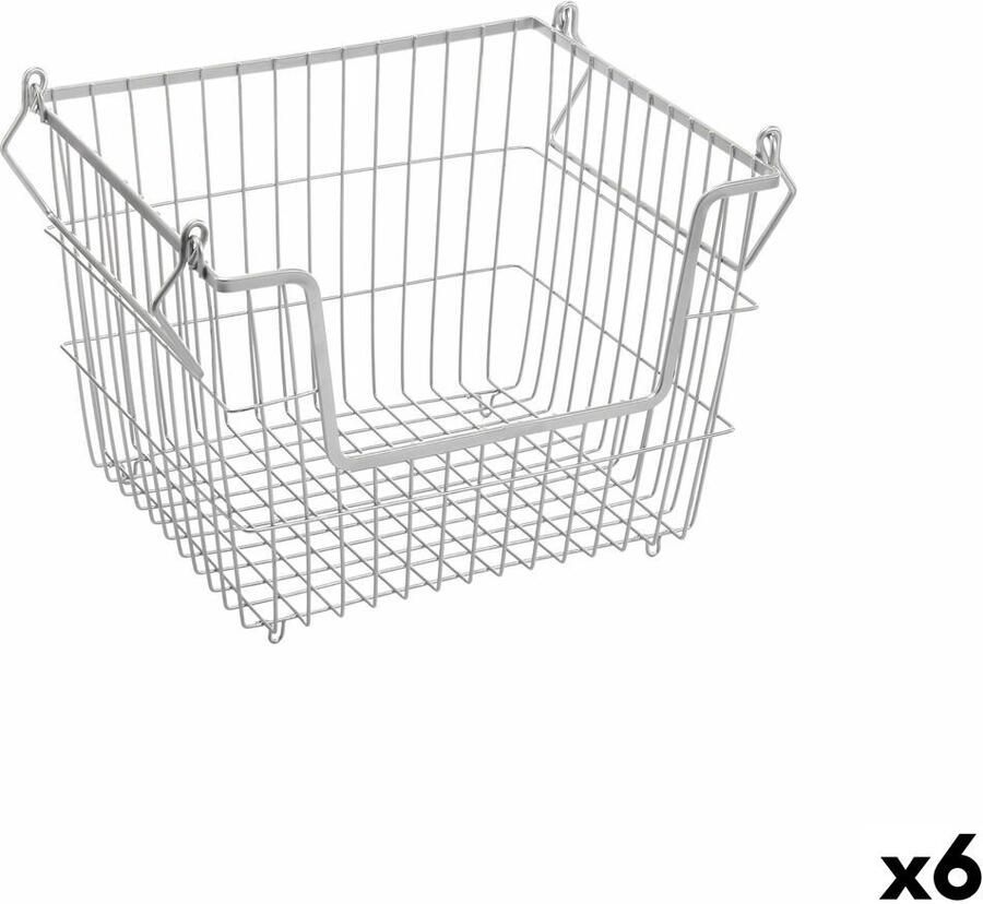Confortime Veelzijdige mand Grijs Metaal 32 x 27 x 23 cm (6 Stuks)