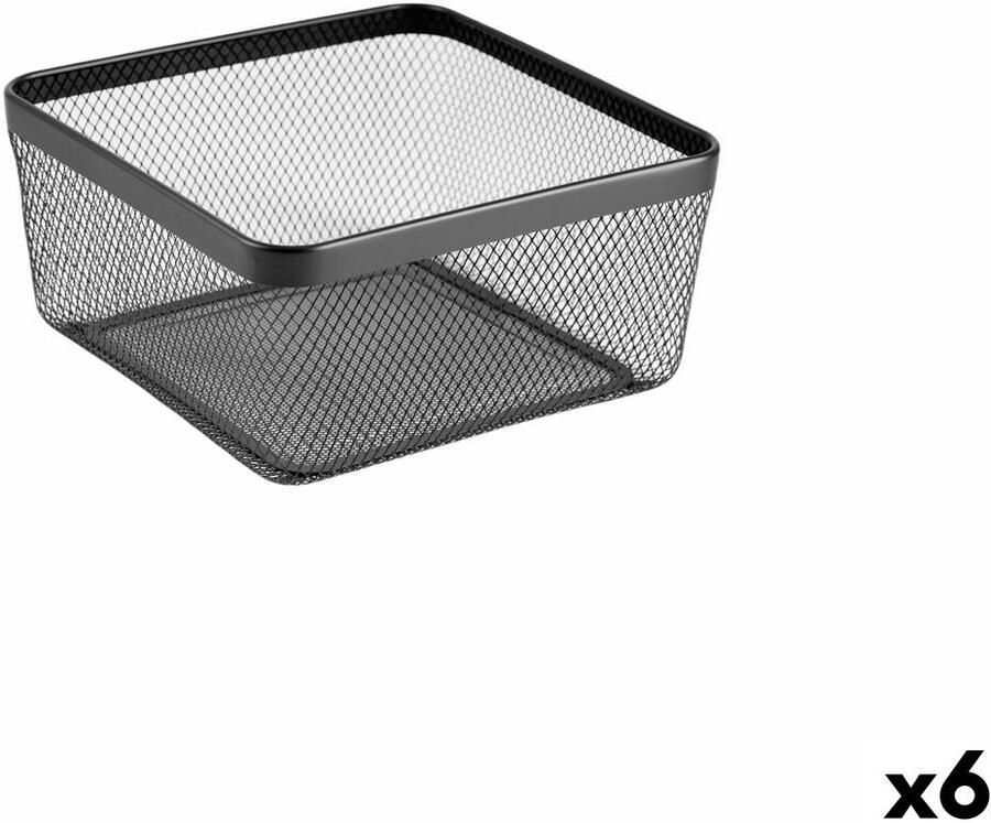 Confortime Veelzijdige mand Zwart Metaal 30 5 x 30 5 x 15 2 cm (6 Stuks)