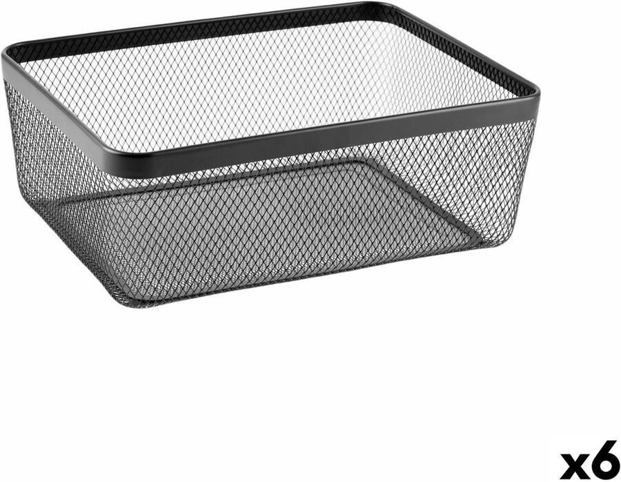 Confortime Veelzijdige mand Zwart Metaal 30 5 x 40 5 x 15 2 cm (6 Stuks)