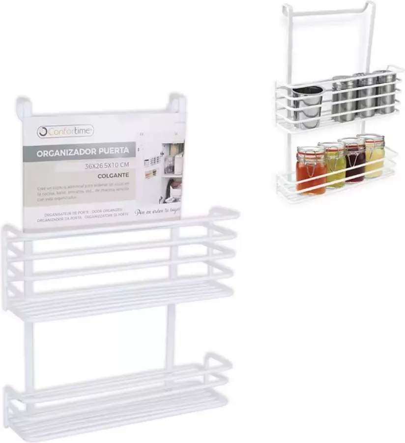 Confortime Keukenkast rek deurhanger 2 etages Wit Ophangen zonder boren 2 etages