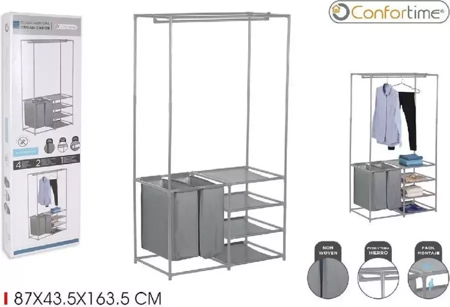 Confortime Metalen Kledingrek – Kledingstandaard – Met Waszakken 87 x 43.5 x 163.5 cm