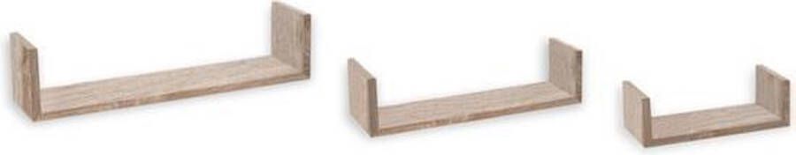 Confortime Planken (3 uds) Lengte 42 cm 32 cm en 22 cm Fotoplank set van 3 Hout Houtkleur Zwevende plank Boekenplank Wandplanken set
