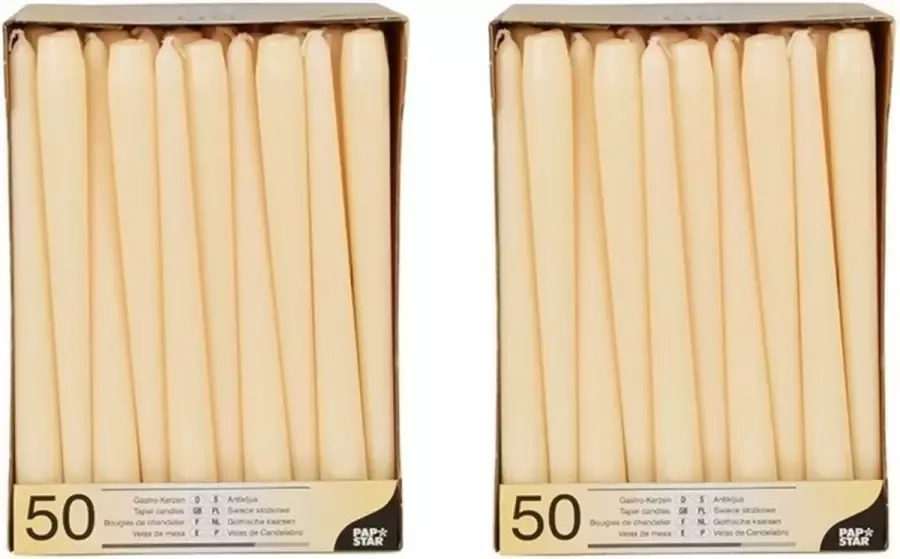Conpax Candles Voordeelverpakking creme witte dinerkaarsen kandelaarkaarsen Gotische kaarsen 100 stuks 25 cm Tafel decoratie kaarsen - Foto 2