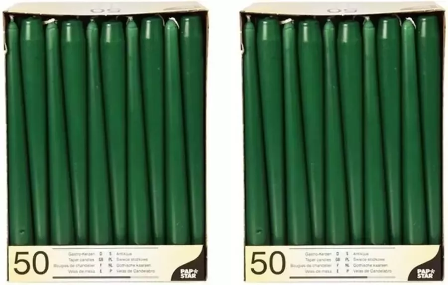 Conpax Candles Voordeelverpakking dinerkaarsen kandelaarkaarsen Gotische kaarsen donkergroen 100 stuks 25 cm Tafel decoratie kaarsen - Foto 2