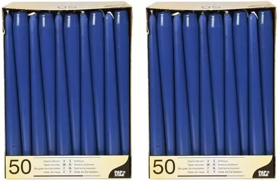 Conpax Candles Voordeelverpakking donkerblauwe dinerkaarsen Gotische kaarsen donkerblauw 100 stuks 25 cm Tafel decoratie kaarsen