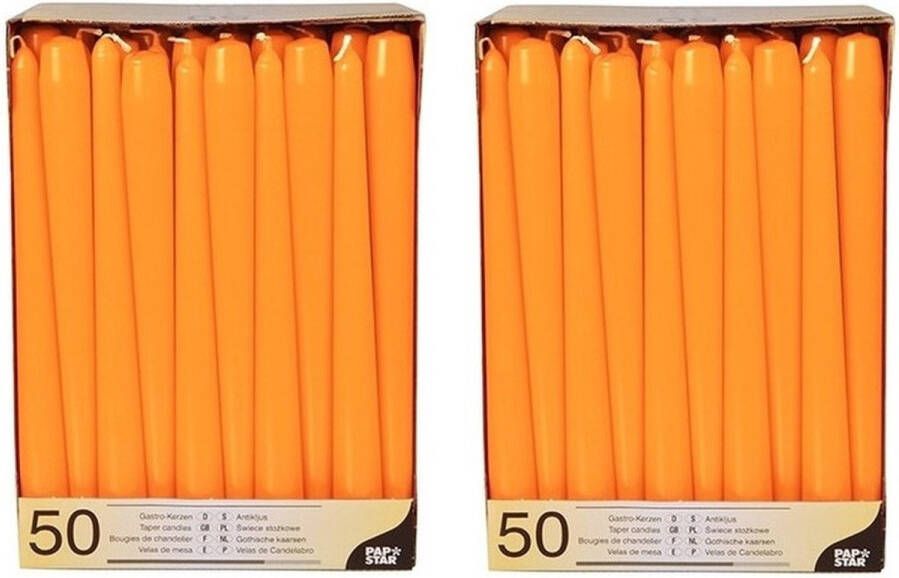Conpax Candles Voordeelverpakking oranje dinerkaarsen kandelaarkaarsen Gotische kaarsen 100 stuks 25 cm Tafel decoratie kaarsen