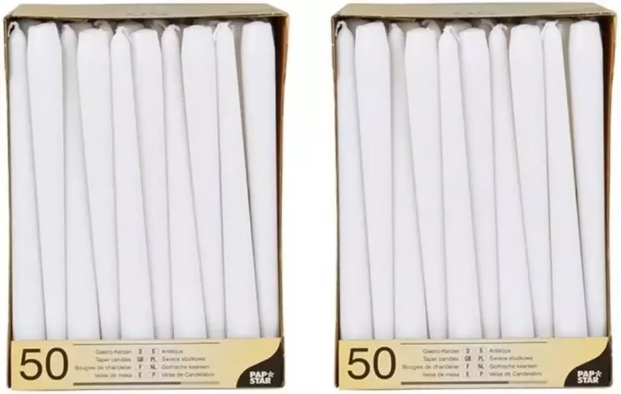 Conpax Candles Voordeelverpakking witte dinerkaarsen kandelaarkaarsen Gotische kaarsen wit 100 stuks 25 cm Tafel decoratie kaarsen - Foto 2