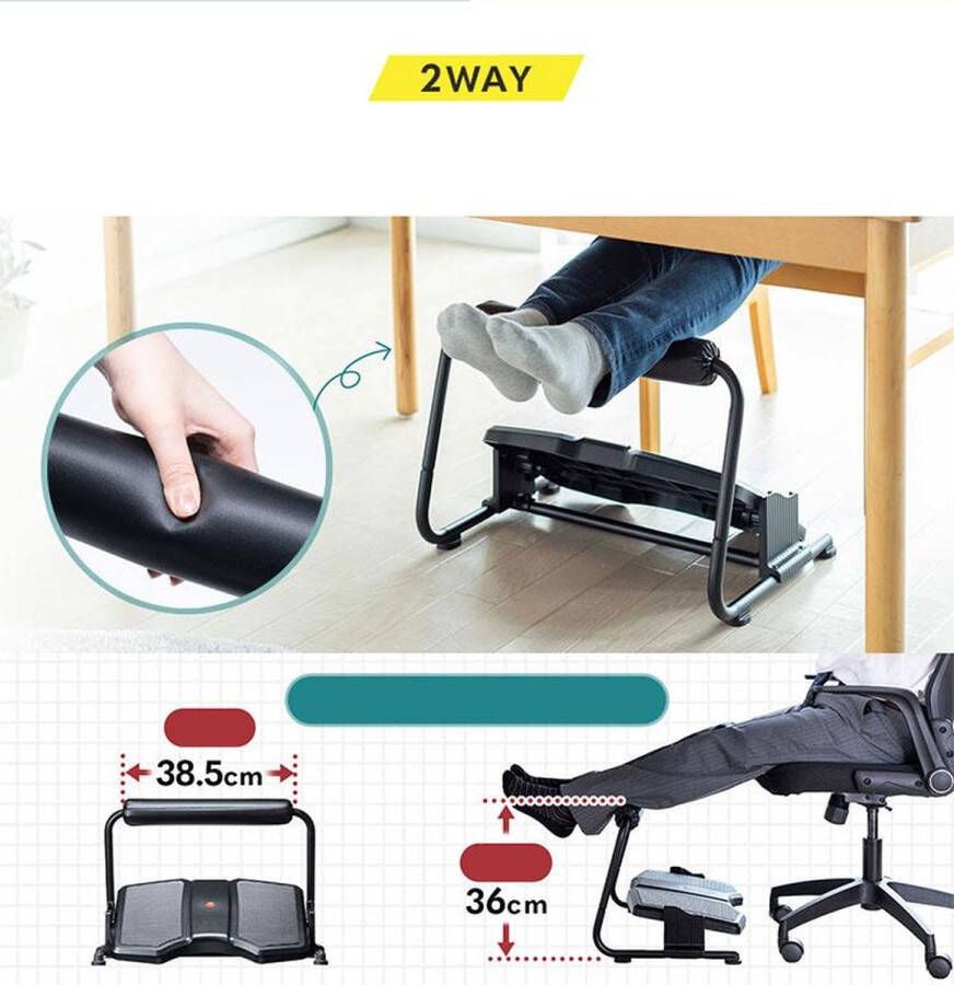 Coolgods Ergonomique Voetsteun Voetensteun Bureau Voetenbankje ErgoStretch Zwart Grijs - Foto 2