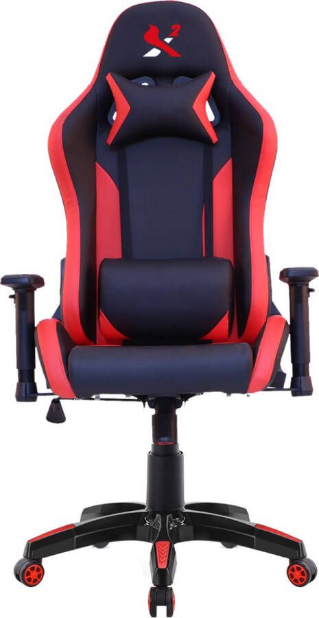 X2 Gamestoel Stealth rood en zwart bureaustoel ergonomisch Leer metaal en kunststof E-sports