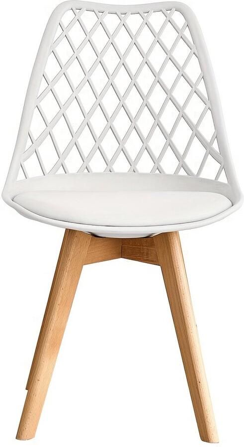 CORENI Eetkamerstoelen – Stoelen – Keukenstoelen – Bureaustoelen – Witte Design Stoelen – Beukenhouten Poten – Ademend Mesh Rugleuning