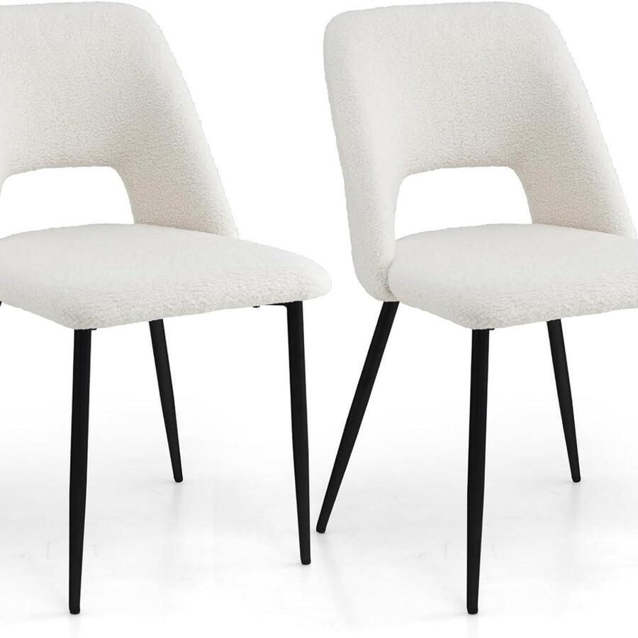 Corenia 2-Delige Stoelenset – Eetkamerstoelen – Barkrukken – Keukenstoelen – Make-up Stoelen – Velvet Bekleding – Metalen Frame – Ergonomisch Design – Gewichtscapaciteit 150 kg – Witte Kleur