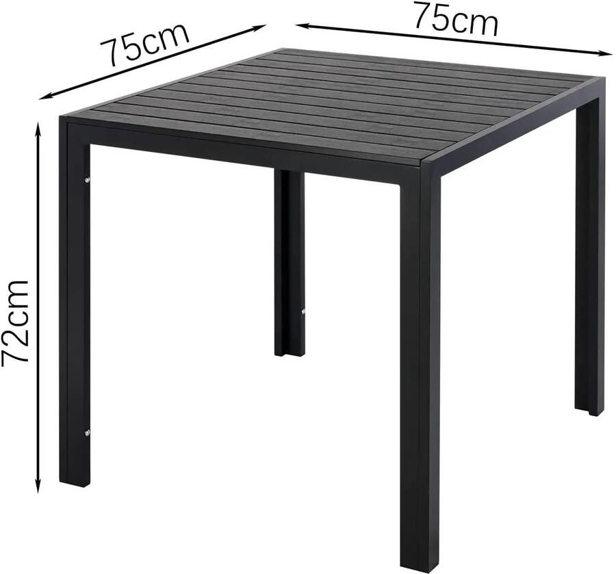 Corenia Aluminium Tuintafel – Balkon Tafel – Bistrotafel – Buiten Tafel – Tuin Eettafel – Weerbestendig – 75x75x72 cm – Zwart Design
