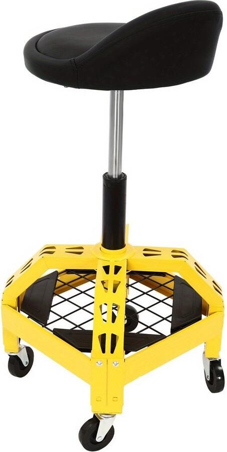 Corenia Autokrukje – Werkkruk – Mechaniekkruk – Carrepair Kruk – Verstelbaar Krukje – Metalen Constructie – 130 kg Draagkracht – 360° Draaibaar – Met Wieltjes