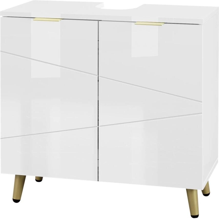 Corenia Badkamermeubel Wastafelonderkasten Badkamerkast 60x60x30cm 2 Deuren Wastafelmeubel Poten Verstelbaar Planchet Vrijstaand Badmeubel Wastafelkast Wit