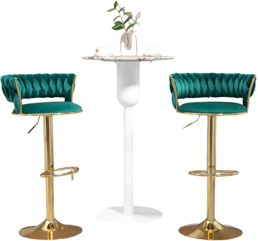 Corenia Barkruk – Barkstoel – Barstoel – Keukenstoel – Verstelbare Zithoogte – Fluwelen Bekleding – 360° Draaibaar