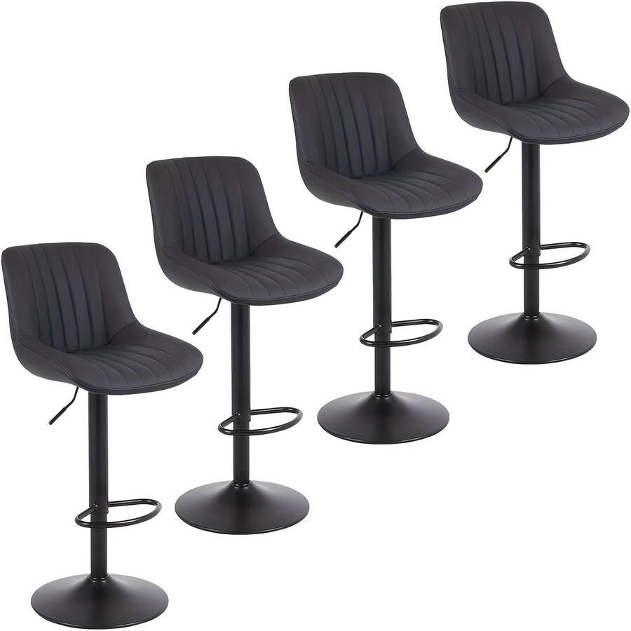 Corenia Barkruk – Barstoel – Barkrukken – Barstoelen – Kruk – Verstelbare Zithoogte – Zwart Fluwelen Bekleding