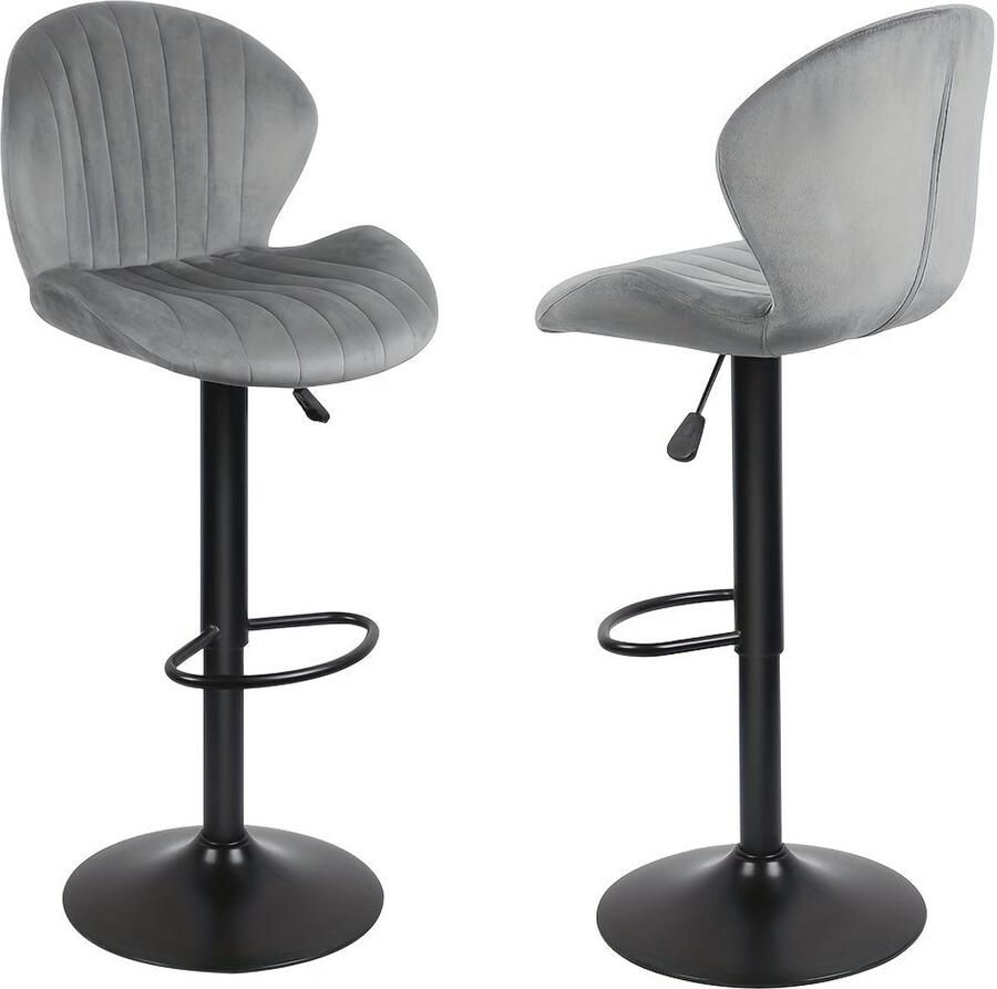 Corenia Barkruk – Barstoel – Barstoelen – Bistrostoel – Keukenstoel – Set van 2 – Fluwelen Bekleding – Verstelbare Hoogte – Draaibaar – Comfortabel