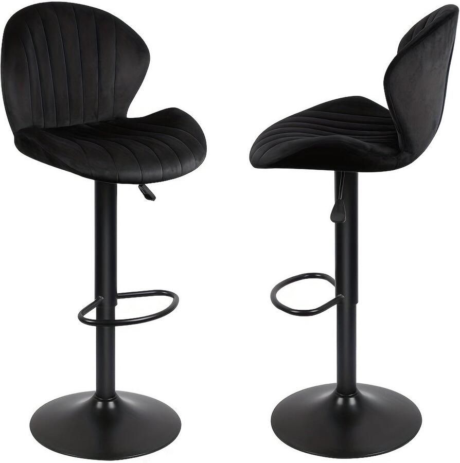 Corenia Barkruk – Barstoel – Bistrokruk – Keukenstoel – Barkrukken Set van 2 – Velvet Bekleding – Draaibaar en Verstelbare Hoogte