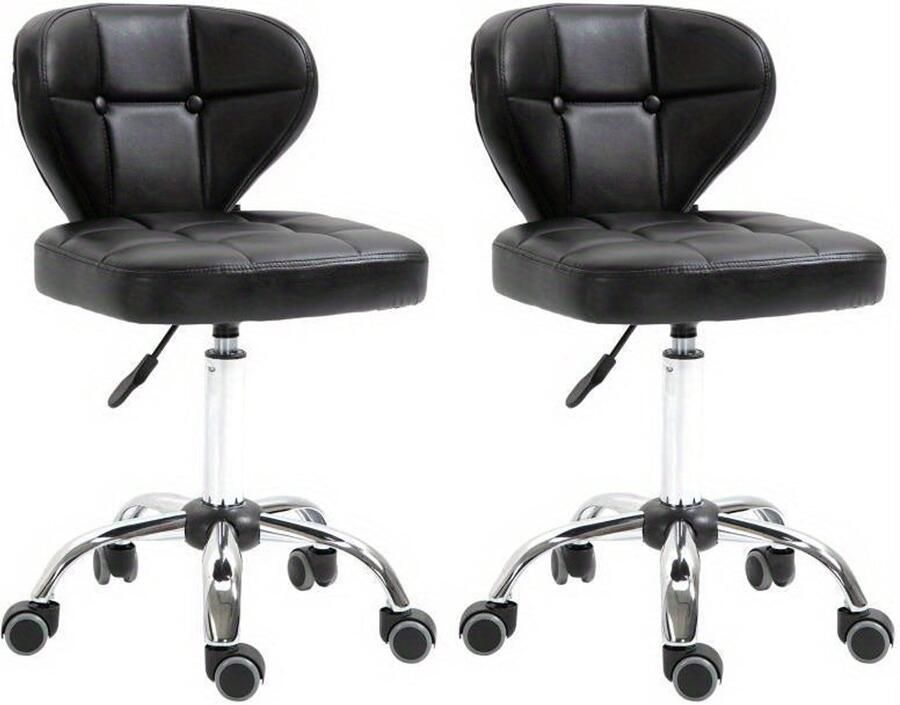 Corenia Barkruk – Barstoel – Draaistoel – Kruk – Zitstoel – Verstelbare Zithoogte 72-87 cm – Donkergrijs Synthetisch Staal – Met Rugleuning – Set van 2