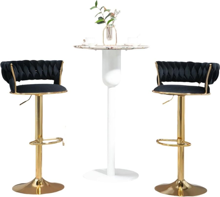 Corenia Barkruk – Barstoel – Keukenstoel – Draaistoel – Zithoogte Verstelbaar – Velvet Bekleding – Metalen Frame