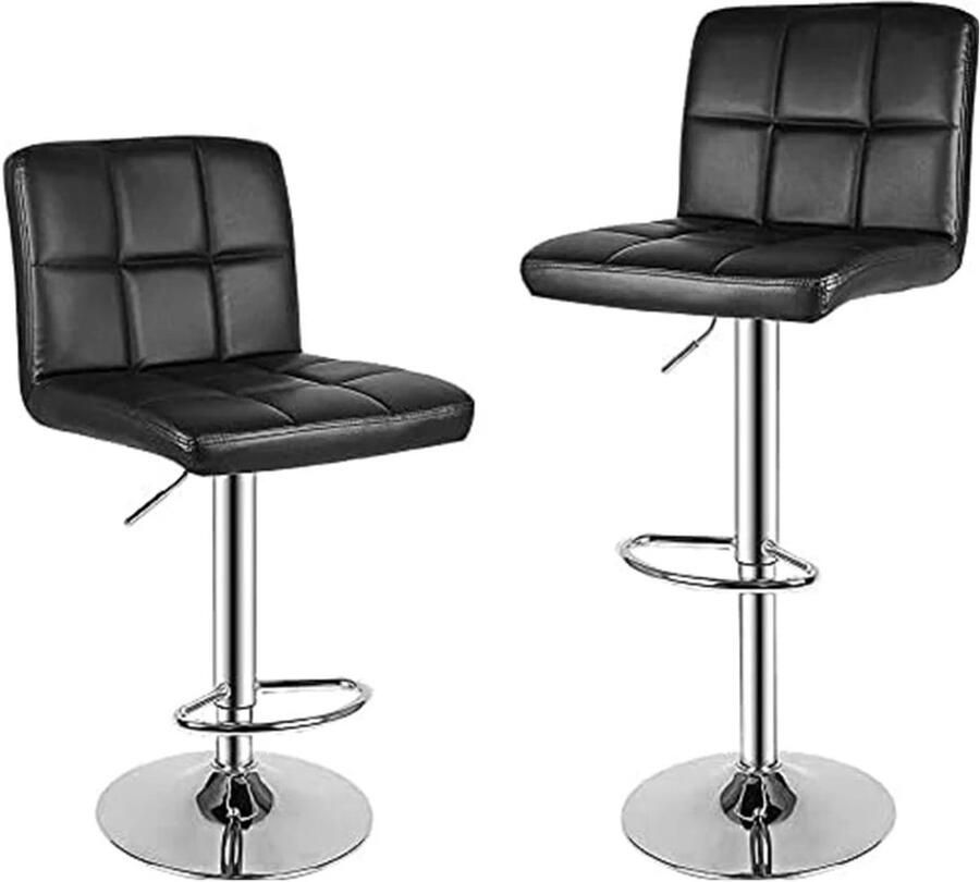 Corenia Barkruk Barstoel Kleine stoel Kruk Keukenstoel Barkrukken Set van 2 Voetensteun Zwart