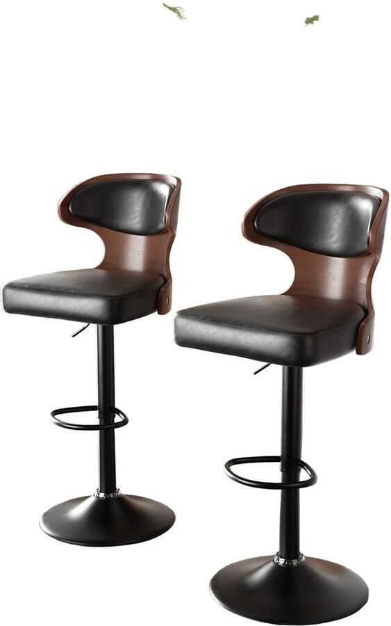 Corenia Barkruk – Barstoel – Zithoek Kruk – Hoekkruk – Barkruk Set Zwart – 360° Draaibaar – Verstelbare Voetensteun