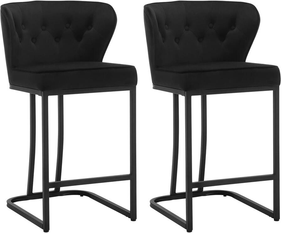 Corenia Barkrukken – Barkruk – Barstoel – Keukenkruk – Stoel – Velvet Bekleding – Metalen Frame Zwart