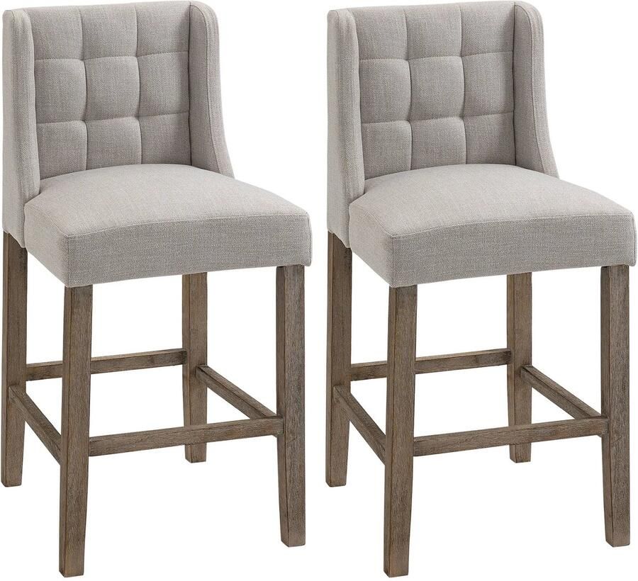 Corenia Barkrukken – Barstoelen – Keukenstoelen – Barstoelen Set – Barkrukken Met Rugleuning – Zithoogte 67 cm – Polyester Stof Met Rubberhouten Poten Beige