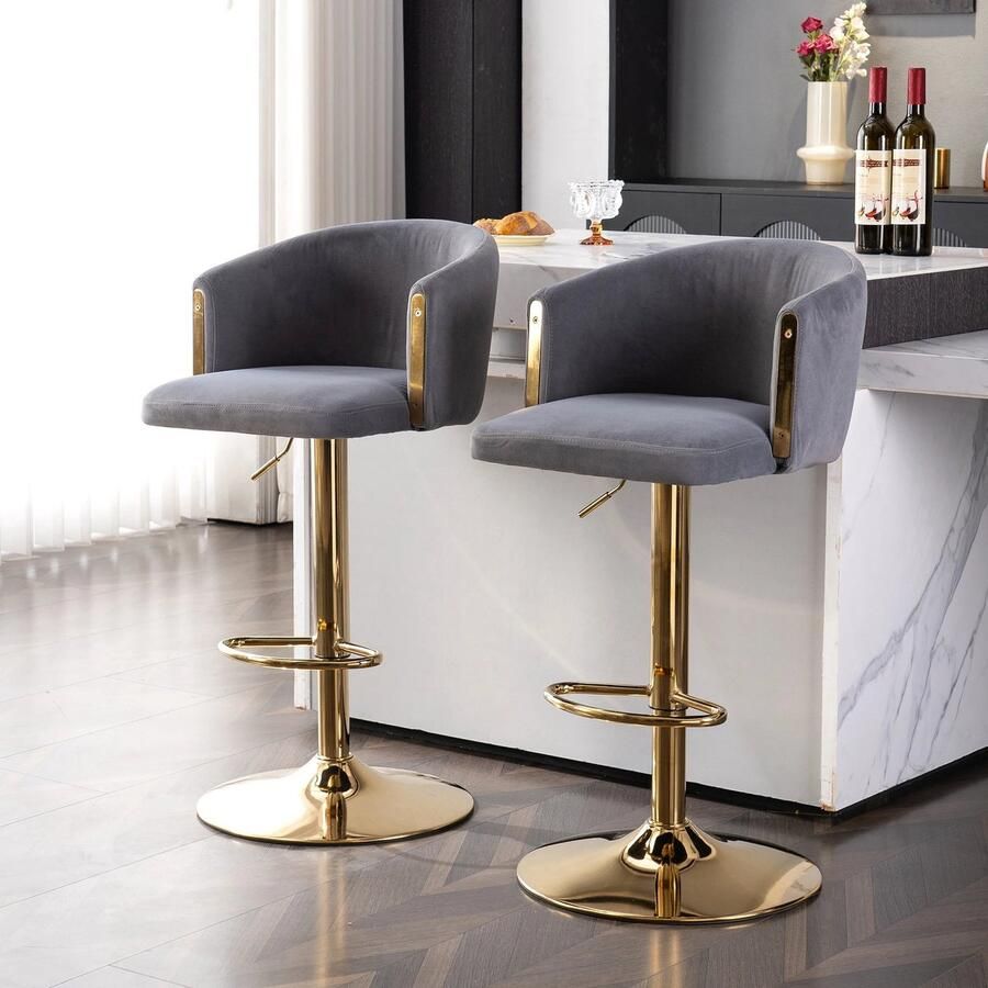 Corenia Barkrukken – Barstoelen – Keukenstoelen – Design Stoelen – Verstelbare Hoogte – Velvet Zitting – Antislip Voet