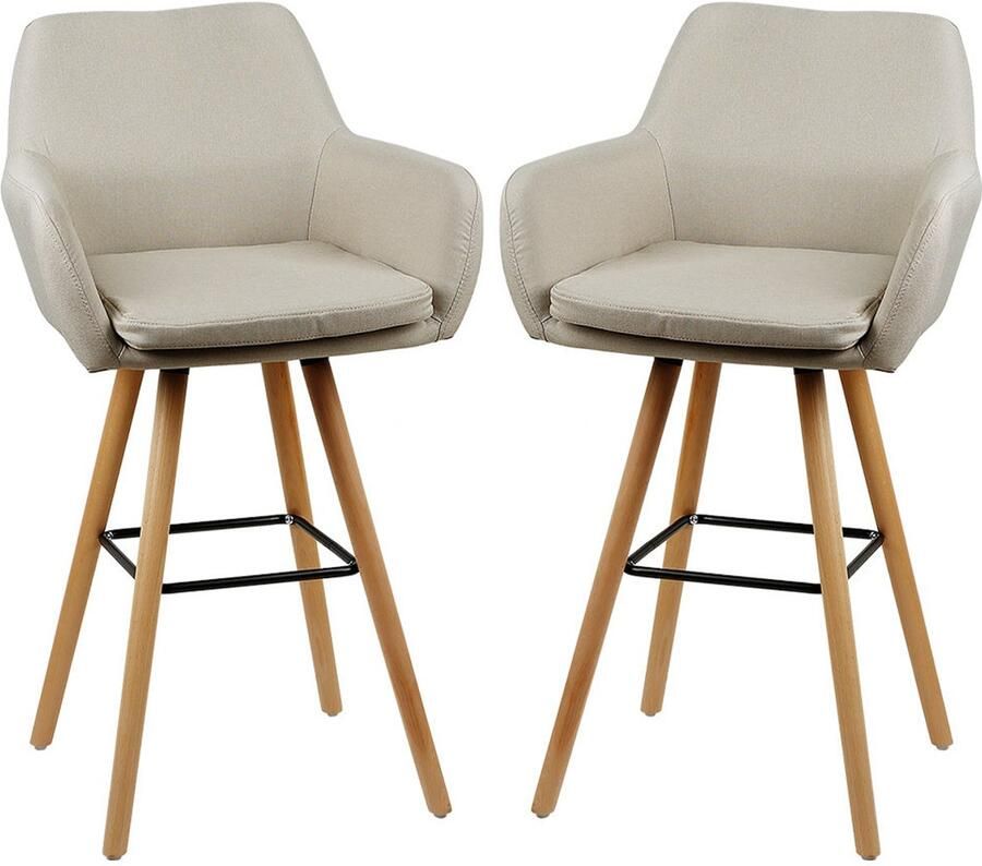 Corenia Barkrukken – Barstoelen – Krukken – Barhockers – Barkrukken Set – Scandinavisch – Stoffen Bekleding – Met Rugleuning en Armleuning – Hoge Zithoogte 104 cm – Comfortabel & Stevig