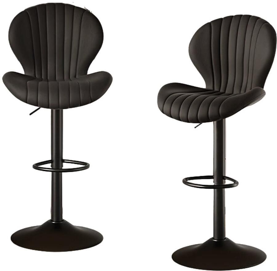 Corenia Barkrukken – Barstoelen – Krukken – Hoge Stoelen – Zwarte Barkrukken – Verstelbaar – 360° Draaibaar – Kunstleer Zitting – Metaal Frame