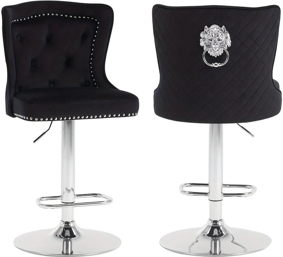 Corenia Barkrukken – Barstoelen – Krukken – Hoogte Verstelbare Stoelen – Zwarte Fluwelen Barkrukken – Verstelbare Hoogte – Stevige Metalen Onderstel Met Vloerbescherming