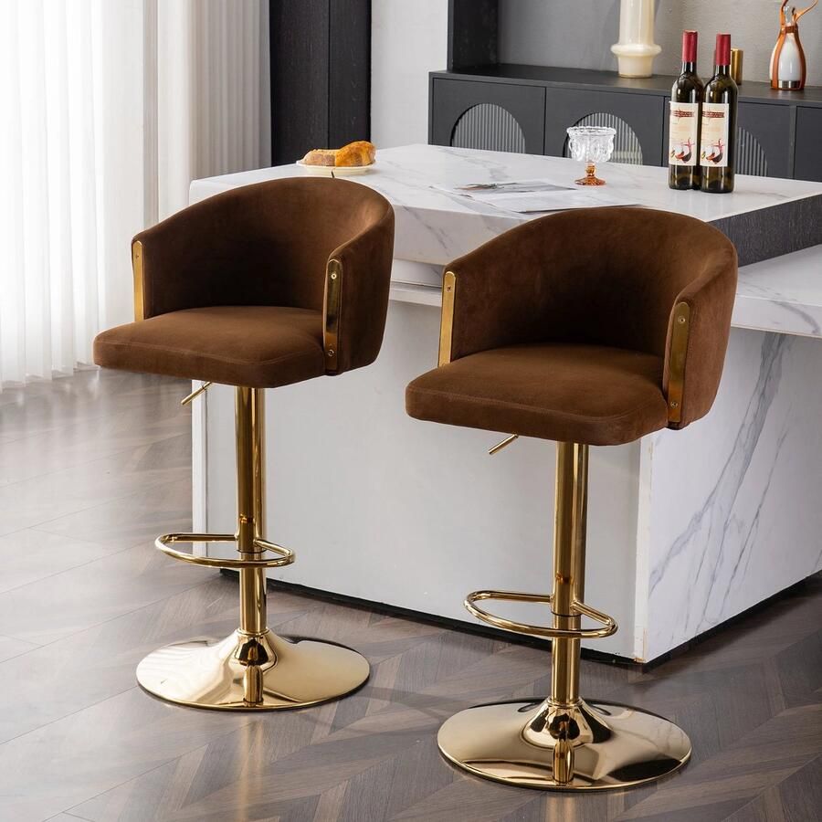 Corenia Barkrukken – Barstoelen – Krukken – Verstelbare Stoelen – Velvet Bekleding – Verstelbare Hoogte – Antislip Voet