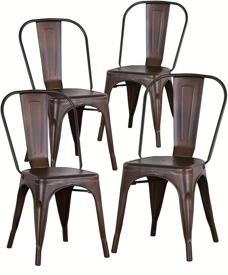 Corenia Barkrukken – Bistro Stoelen – Barstoelen – Keukenstoelen – Eetkamerstoelen – Set van 4 – Industrieel Design – Metalen Frame & Rugleuning – Zithoogte 44 cm – Stevig & Onderhoudsvriendelijk