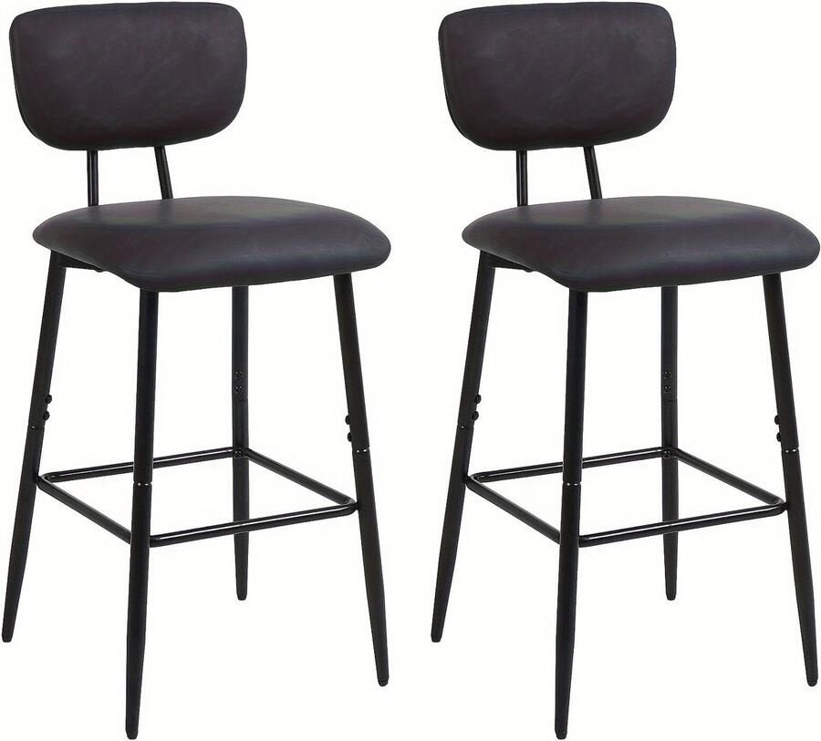 Corenia Barstoel – Barkruk – Barstoel Kruk – Barkrukken – Barstoel Stoel – Set van 2 – Verstelbare Zithoogte 66 cm – Met Metalen Frame en Kunstleren Bekleding