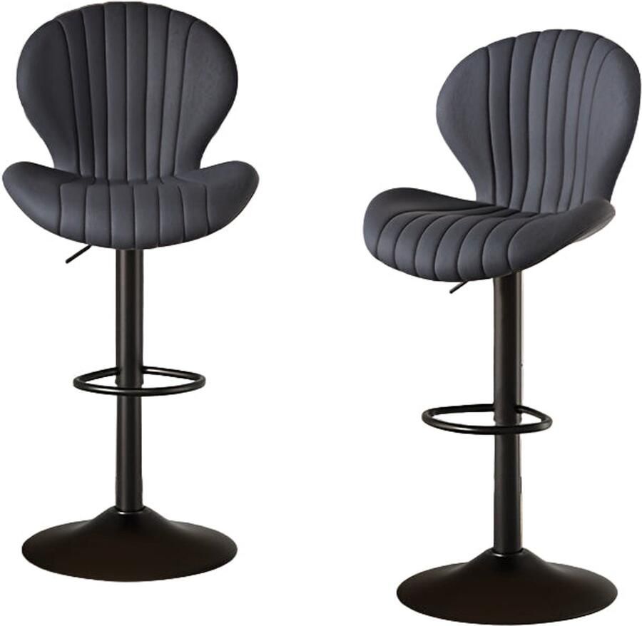 Corenia Barstoel – Barkruk – Barstoel Kruk – Barkrukken Set – Barstoel Met Rugleuning – Verstelbaar – Draaibaar – Kunstleren Zitting – Stijlvol Metalen Frame