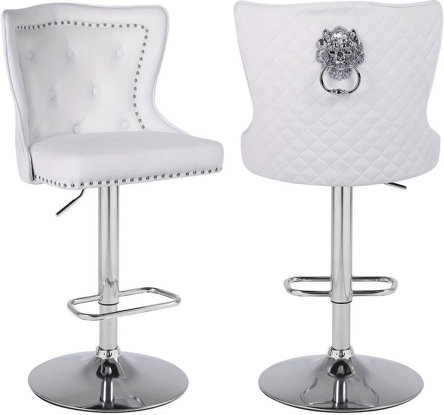 Corenia Barstoel – Barkruk – Barstoel Kruk – Barstoel Set – Barkrukken – Verstelbaar – Zwarte Fluwelen Bekleding – Robuust Metalen Frame – Ergonomische Hoge Rugleuning – Draaibaar – Met Leeuwenkop Handgreep – Nagelrandafwerking – Draagkracht 136 kg