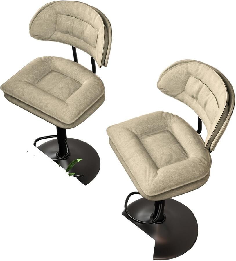 Corenia Barstoel – Barkruk – Barstoel Kruk – Barstoelen – Barkrukken Set – Beige – Kunstleer Dubbele Laag – Ergonomisch Verstelbaar & Draaibaar