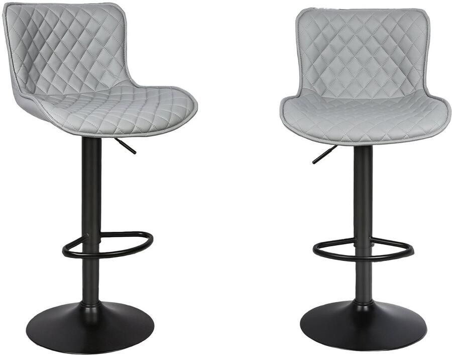 Corenia Barstoel – Barkruk – Barstoel Kruk – Barstoelen – Barkrukken Set – Verstelbare Hoogte 83-103 cm – Lichtgrijs PU Kunstleer – Zwart Metalen Frame – Stevig & Ruimtebesparend Design