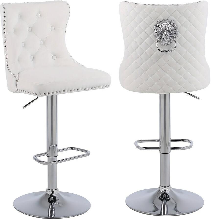 Corenia Barstoel – Barkruk – Barstoel Kruk – Keukenstoel – Barstoel Stoel – Verstelbaar – Draaibaar – Fluwelen Bekleding – Leeuwenkop Handgreep