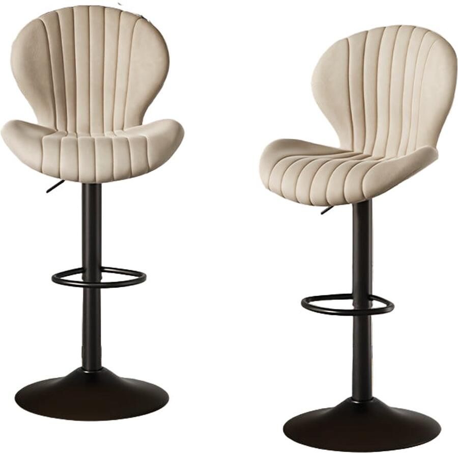 Corenia Barstoel – Barkruk – Barstoel Kruk – Keukenstoel – Barstoelen Set van 2 – Verstelbare Zithoogte – 360° Draaibaar – Kunstleren Bekleding – Metalen Frame