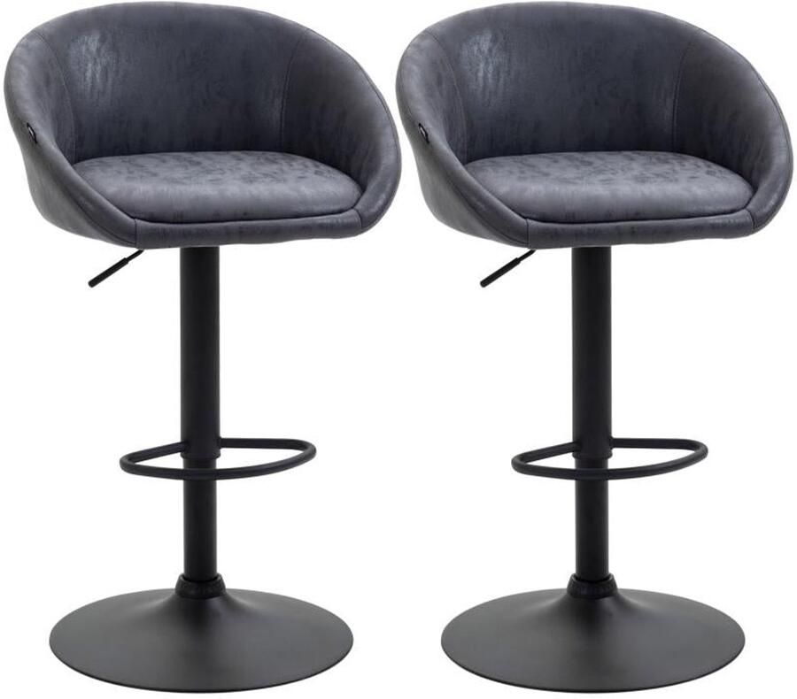 Corenia Barstoel – Barkruk – Barstoelen – Keukenstoel – Counterstoel – Verstelbare Hoogte 57-104 cm – Kunstleer Met Armleuning En Rugsteun