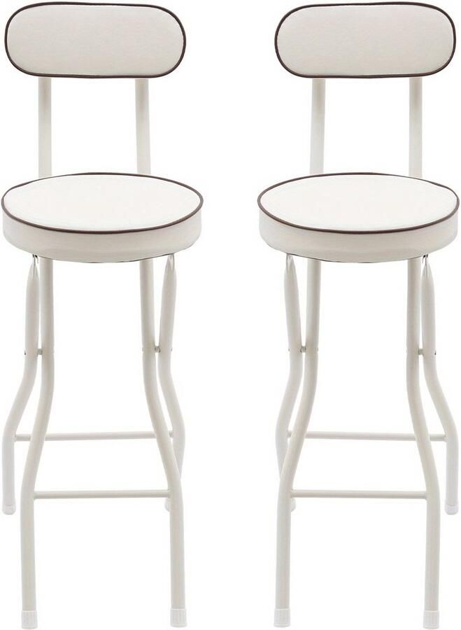 Corenia Barstoel – Barkruk – Keukenkruk – Opvouwbare Stoel – Zitkruk – Set Van 2 – Wit – Cushioned Zitting – Stalen Frame