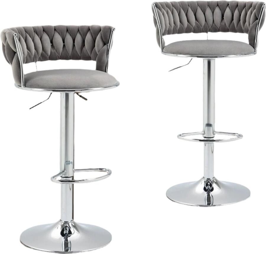 Corenia Barstoel – Barkruk – Zithoekstoel – Keukenstoel – Barstoel Met Verstelbare Hoogte – Fluwelen Bekleding – 360° Draaibaar